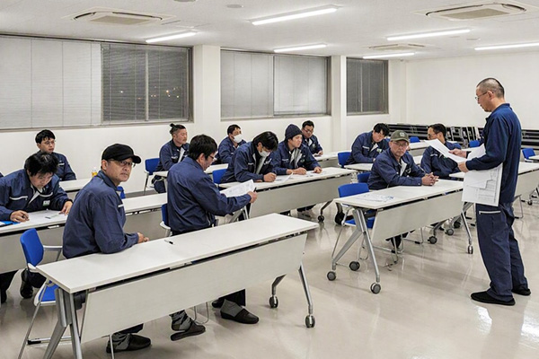 会議室で机に座りミーティングをしている様子